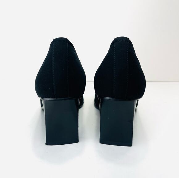 Axcess Mover Black Pumps Size 8 Fabric Upper Leather lining Closed Squared Toe - Picture 5 of 16